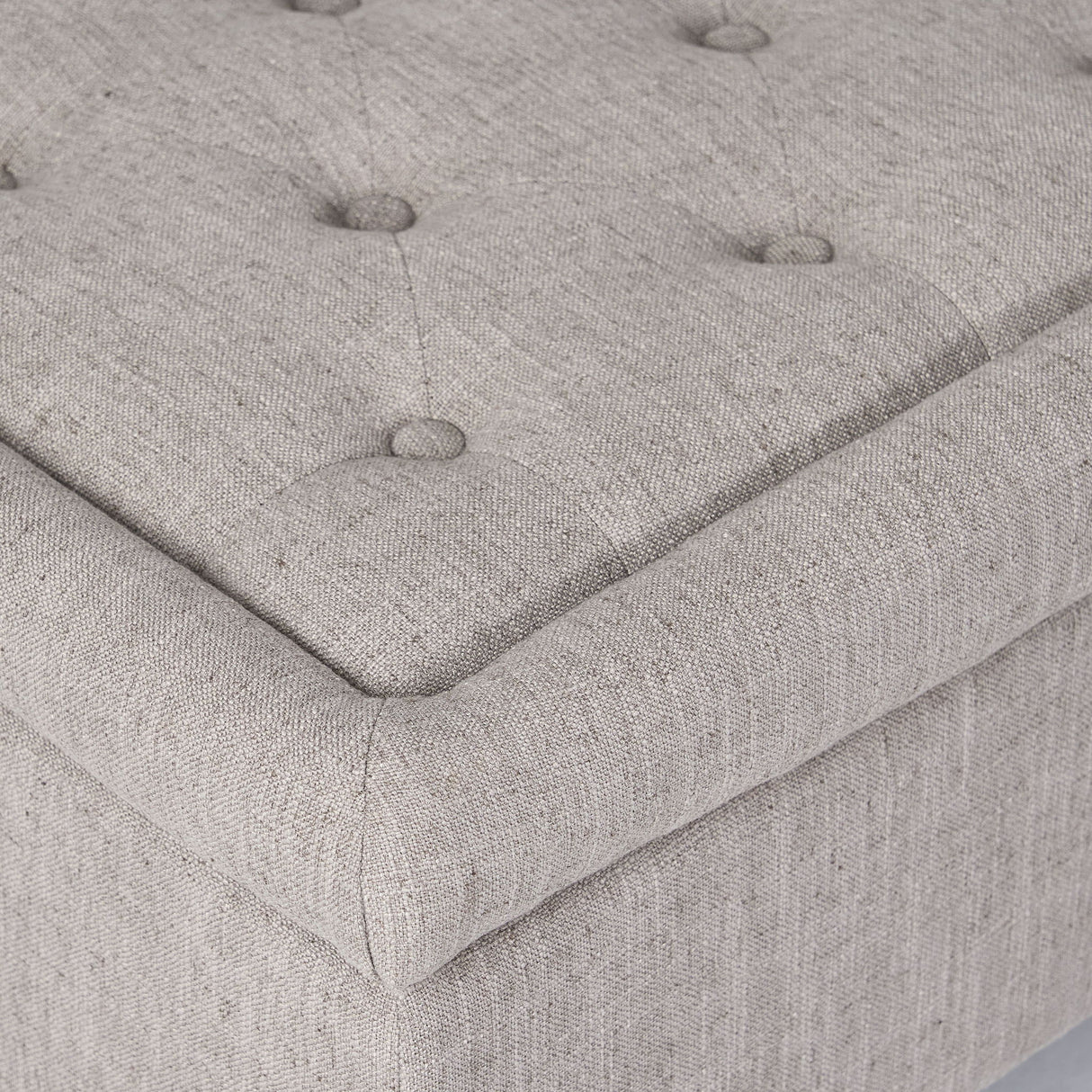 Dean - Fabric Storage Wide Tufted Rectangle Ottoman - Gray