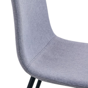 Luxury Simple Chair Linen Cotton High Resilience Dining Chair With Black Metal Legs (Set of 4) - Light Gray