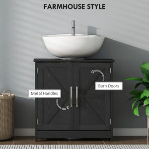 Pedestal Sink Storage Cabinet with 2 Barn Doors and Adjustable Shelf