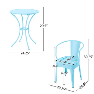 Lourdes 3 PC KD Metal Patio Furniture Set - Matte