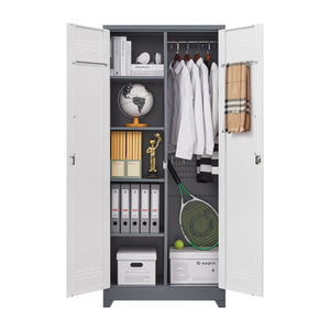 Lockers With Locking Doors, Adjustable Shelves, High Broom Tool Storage Cabinet