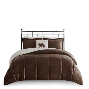 Full/Queen Plush to Sherpa Down Alternative Comforter Set