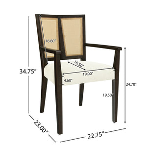 Mid Century Modern Arm Dining Chair Set With Rattan Backrest - Best Buy Furniture