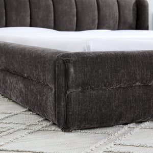 Modern Upholstered Bed Frame With Thick Fabric And Headboard