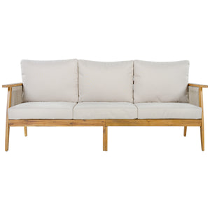 Outdoor Acacia Wood and Rope 3 Seater Patio Sofa