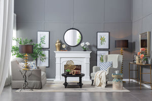 Round Hand Carved Rose Antique Mirror Frame, Wall Mirror For Live Space