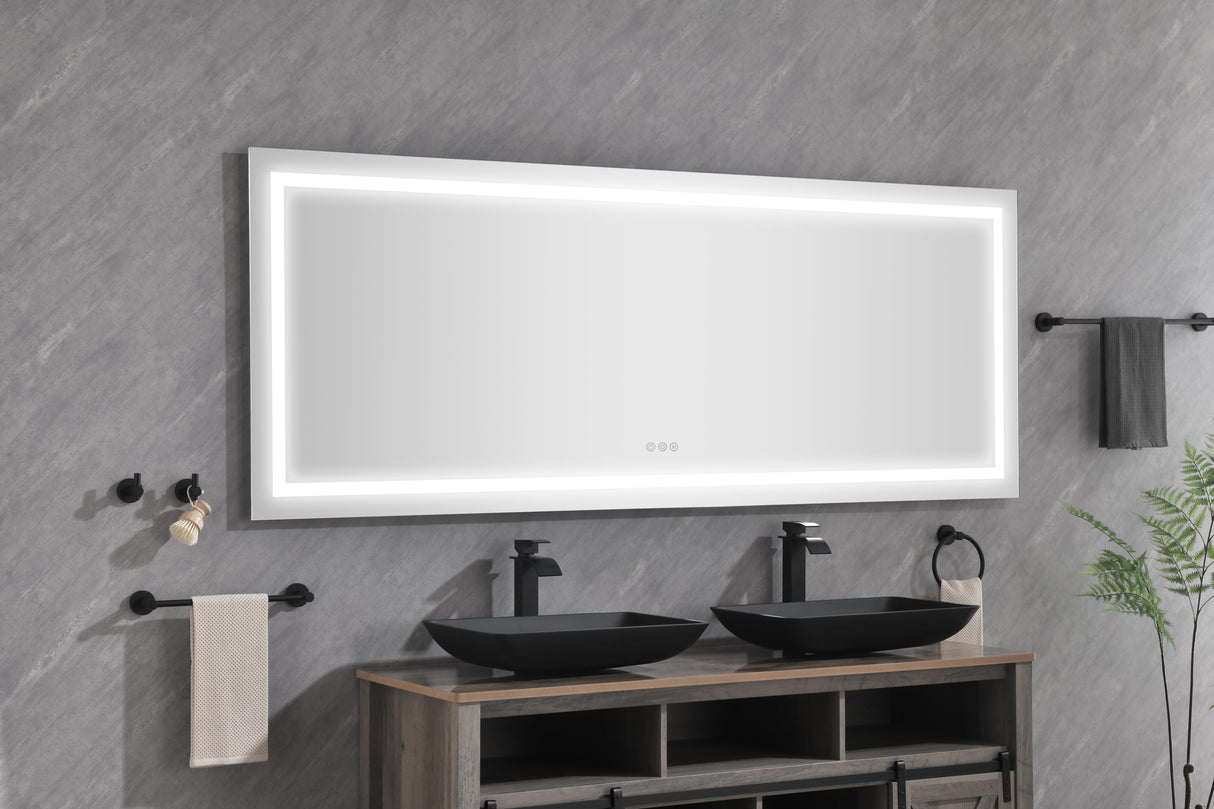 72" LED Bathroom Mirror with Front and Backlight