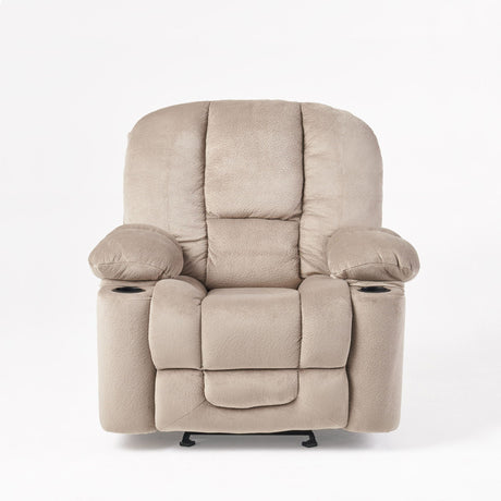Luxurious Manual Recliner Chair With Skin-Friendly Fabric And Dual Cup Holders - Best Buy Furniture