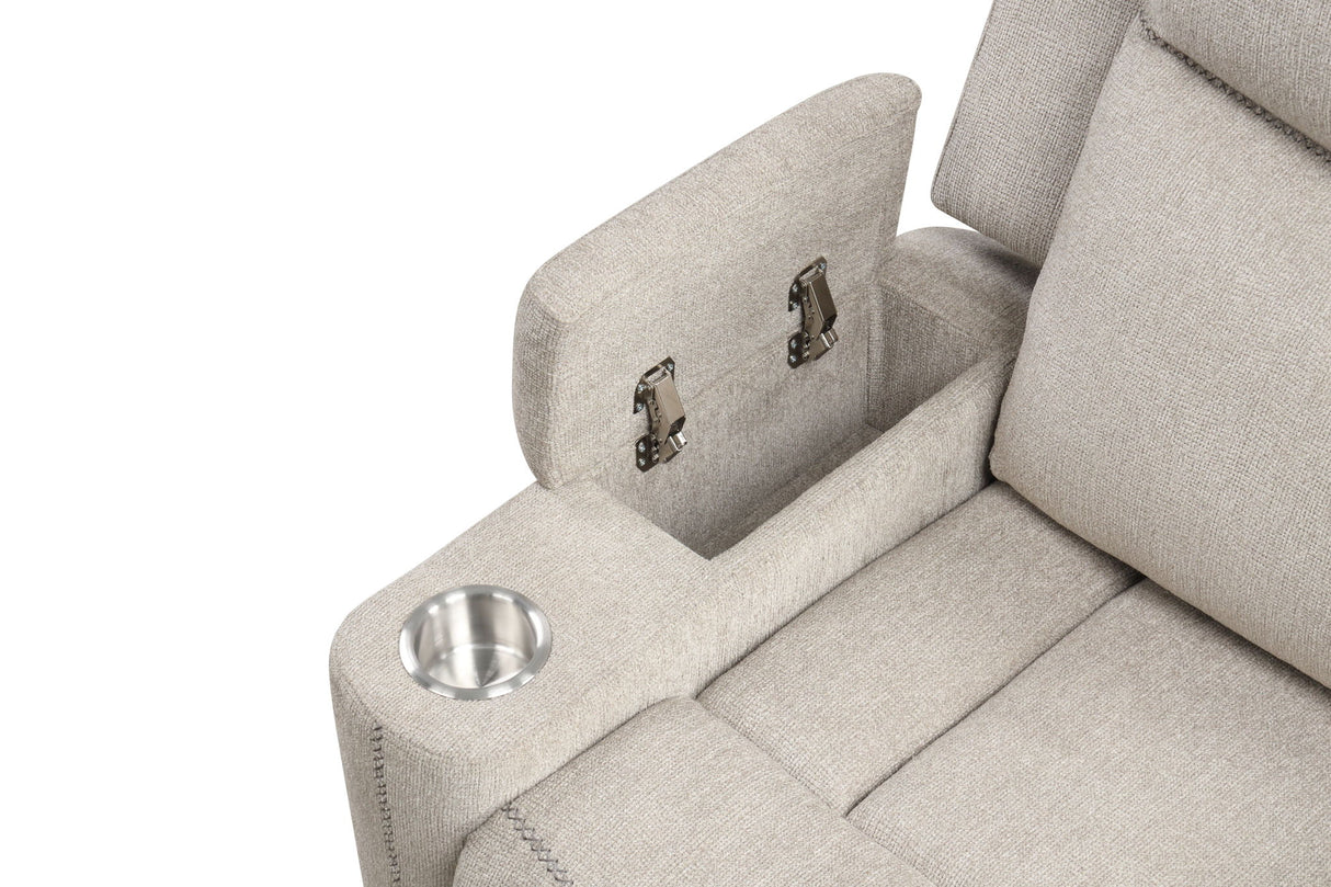 Galya - Motion Loveseat With Console - Light Gray