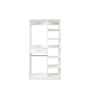 Freestanding Closet System with 6 Open Shelves and 2 Hanging Rods