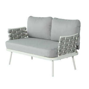 Mariano Steel 4-Pieces Conversation Set, Off White & Grey