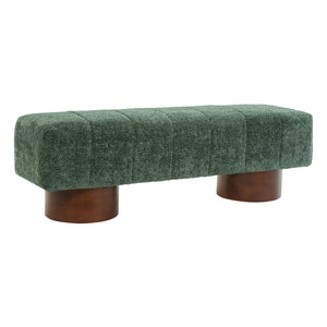 Green Boucle Upholstered Indoor Dining Bench