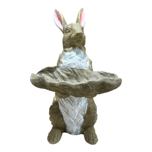 Magnesium Oxide Bunny Statue Holding Decor