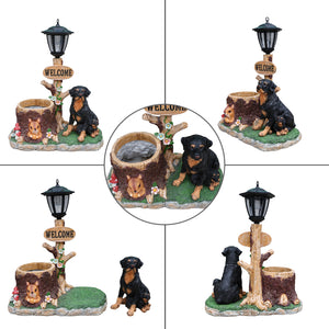 Rottweiler Dog Family Planter Statue