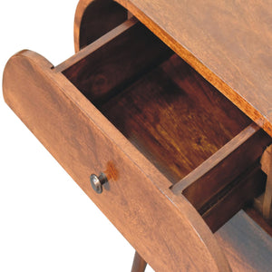 Solid Wood Large Chestnut Circular Bedside Table