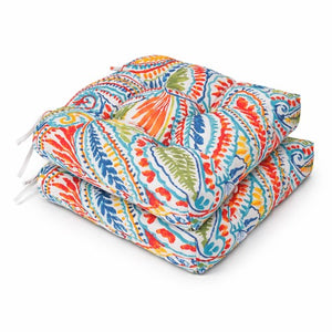 Outdoor Chair Cushions Set of 8 - Tufted Waterproof Seat Pads