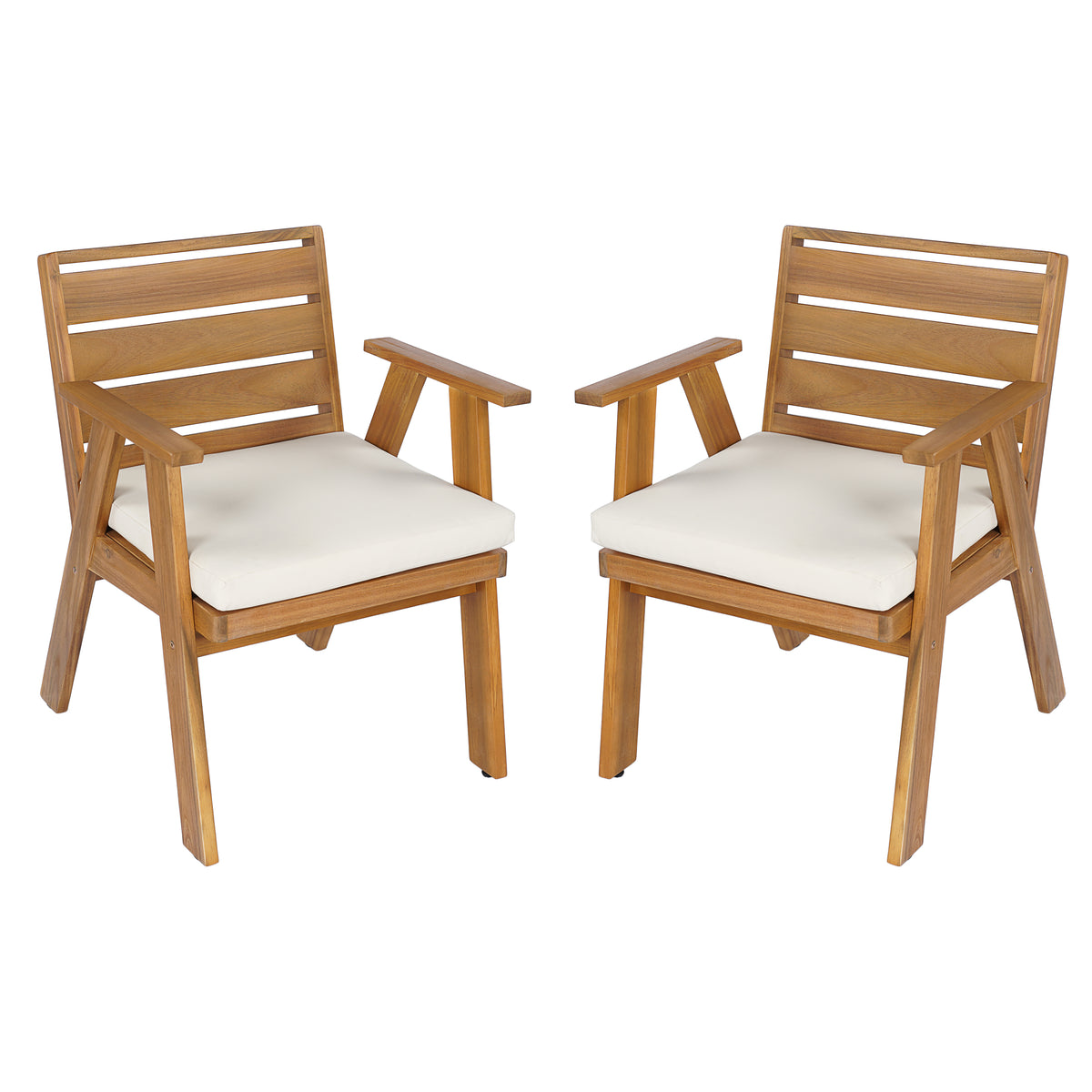 Outdoor Dining Chairs Set of 2, Acacia Wood Patio Chairs