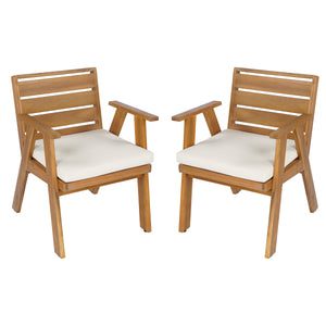 Outdoor Dining Chairs Set of 2, Acacia Wood Patio Chairs