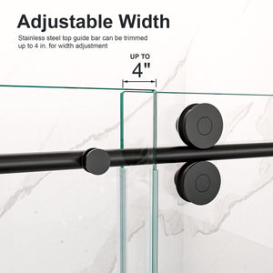 Frameless Single Sliding Shower Door With Clear Tempered Glass