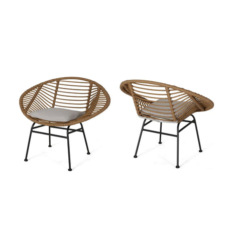 Cordella - Outdoor Woven Wicker Chairs With Cushions, (Set of 2) - Best Buy Furniture
