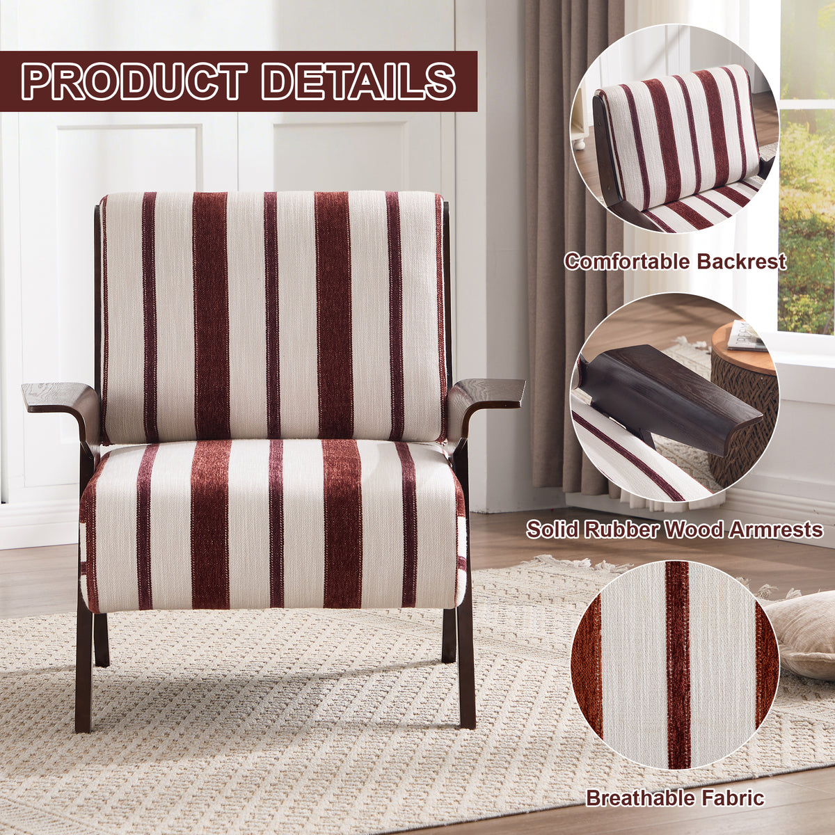 Modern Armchair with Widened Armrests