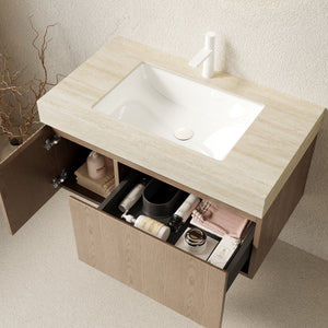 MURI 36" Bathroom Vanity & Sink with Floating Plywood Storage Cabinet