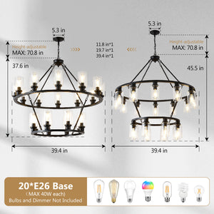 20-Light 2 Tier Chandelier
