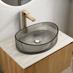 Lina 20'' Bathroom Yuanbao Shape Crystal Glass Sink