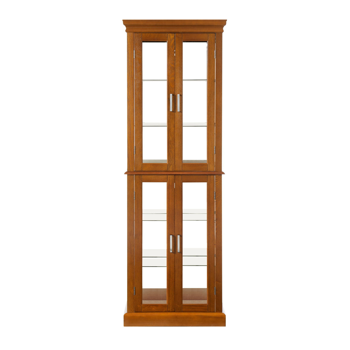 Lighted Curio Cabinet With Adjustable Shelves and Mirrored Back Panel
