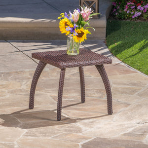 Luminant - Outdoor Side Table With Iron Frame - Brown - Best Buy Furniture