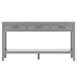 U_STYLE 59.1'' Farmhouse Entryway Table with 3 Drawers