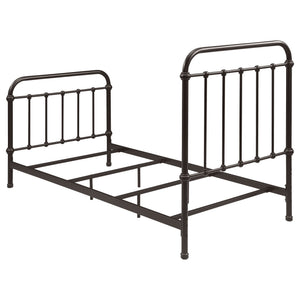 Twin Panel Bed With Ornate Design - Bronze