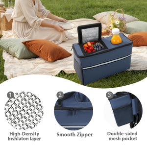 3-in-1 Folding Wagon Cart with Bench Seat & Storage