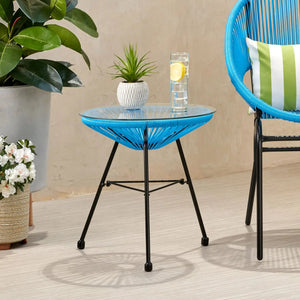 Nusa - Modern Rattan Side Table With Tempered Glass Top - Best Buy Furniture