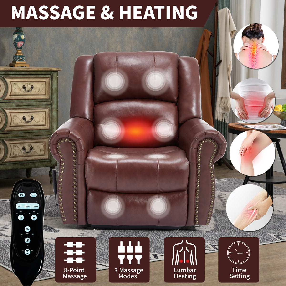 Power Lift Recliner Chair with Heat Massage