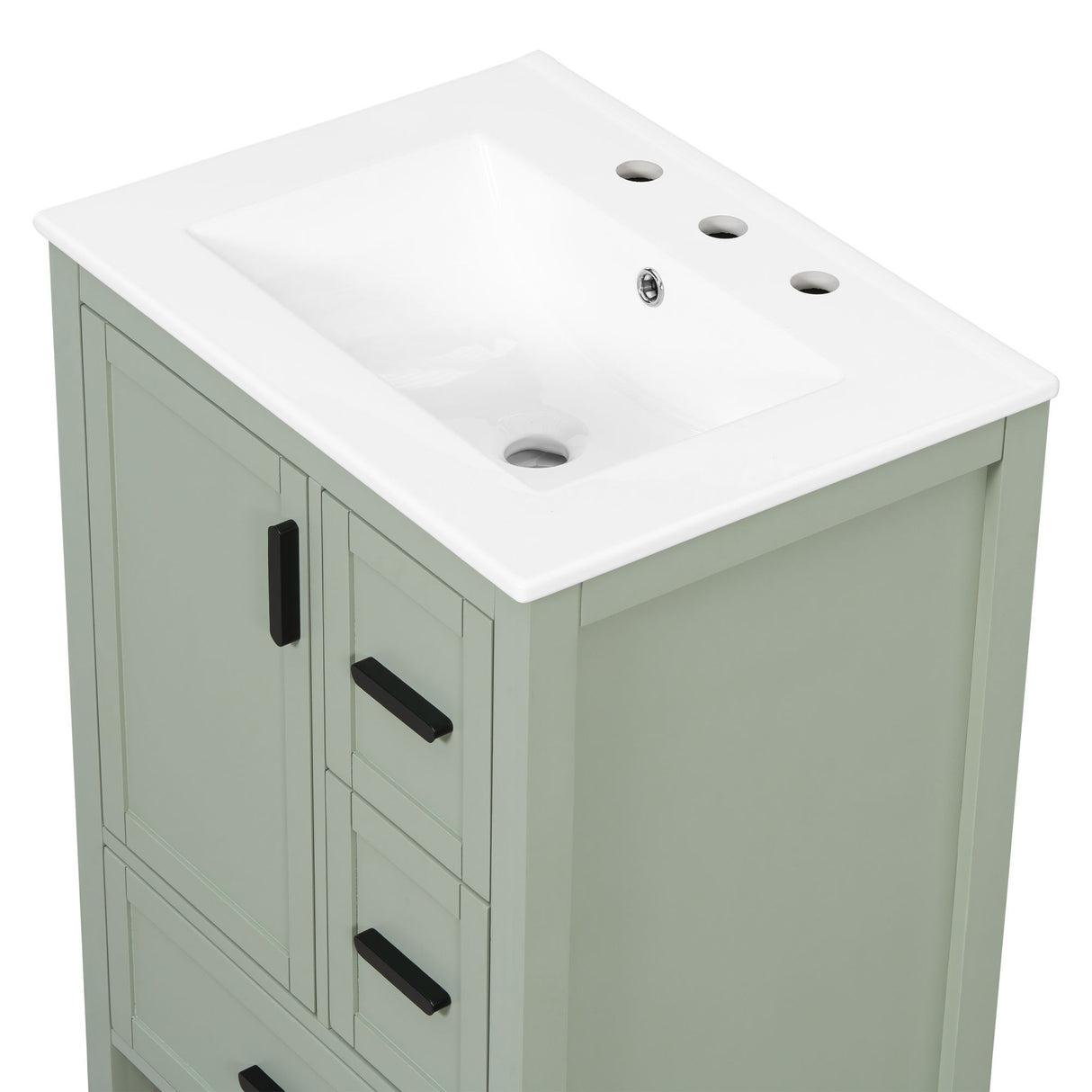 Bathroom Vanity With Sink, Soft-Close Doors, Double-Layer Shelf And 3 Drawers