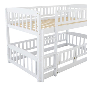 Low Bunk Bed With Slide, Fence And Ladder