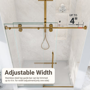 56"-60"W x 72"H Frameless Single Sliding Shower Door