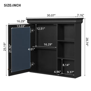 Wall Mounted Bathroom Medicine Cabinet with Mirror and Adjustable Storage