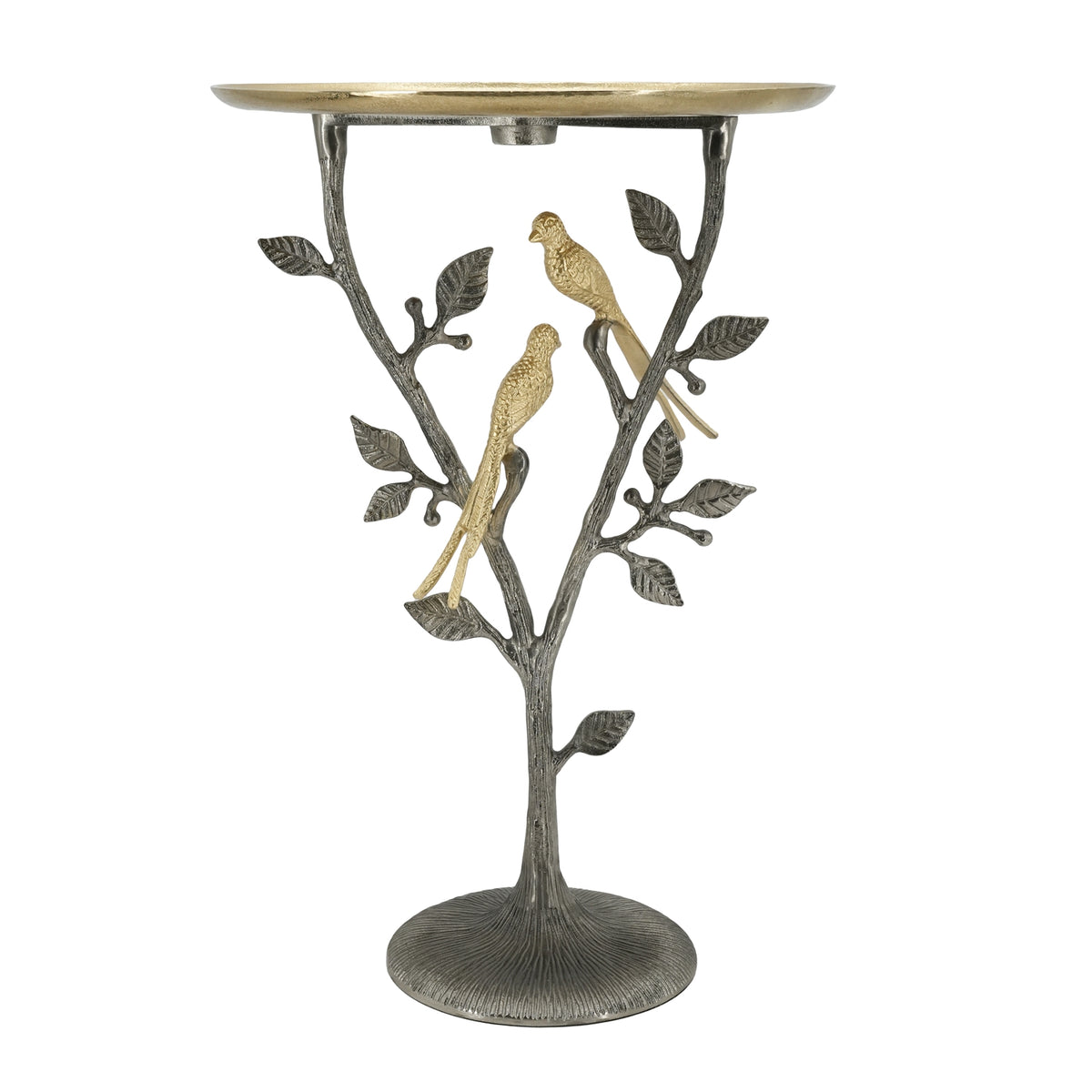 16x16x24" Metal Dual Bird Side Table with Round Tray