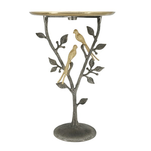16x16x24" Metal Dual Bird Side Table with Round Tray