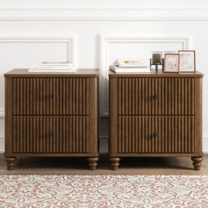 Modern Fluted Nightstand With 3 Drawers