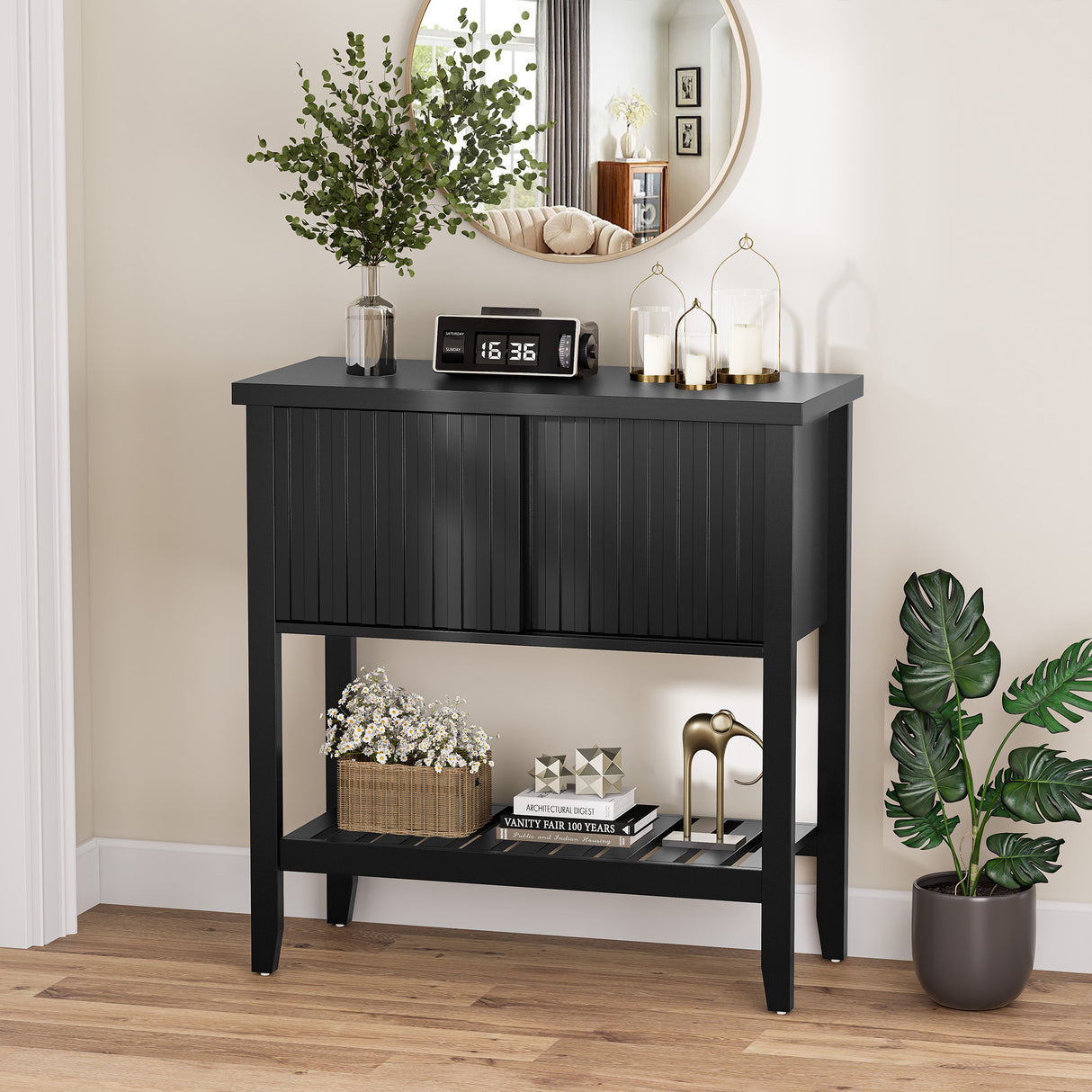31.5" Entryway Console Table with Sliding Drawer Doors