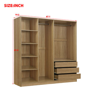 Doorless Storage Wardrobe For Dedroom With Shelves And 3 Drawers