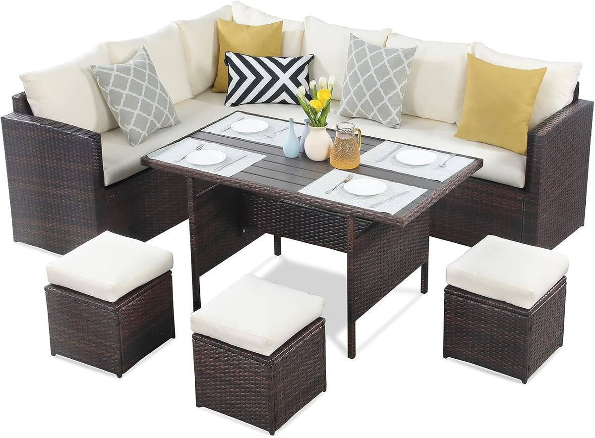 7 Piece Outdoor Wicker Patio Furniture Set