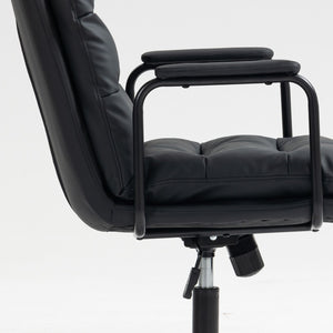 Office Chair, Mid Back Home Office Desk Task Chair With Wheels And Arms Ergonomic Computer Rolling Swivel Chair With Padded Armrest