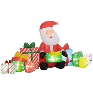 Outsunny 4.4' Christmas Inflatables Santa Claus and Gift Boxes