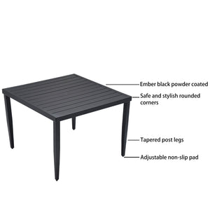 Outdoor Modern Dining Set, Chairs Sunbrella Cushioned And Dining Table With Umbrella Hole