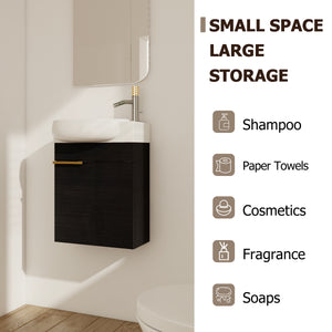Soft Close Doors Bathroom Vanity With Sink and Storage Rack, 16 Inch