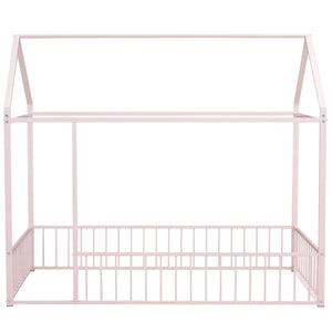 Metal Bed House Bed Frame With Fence